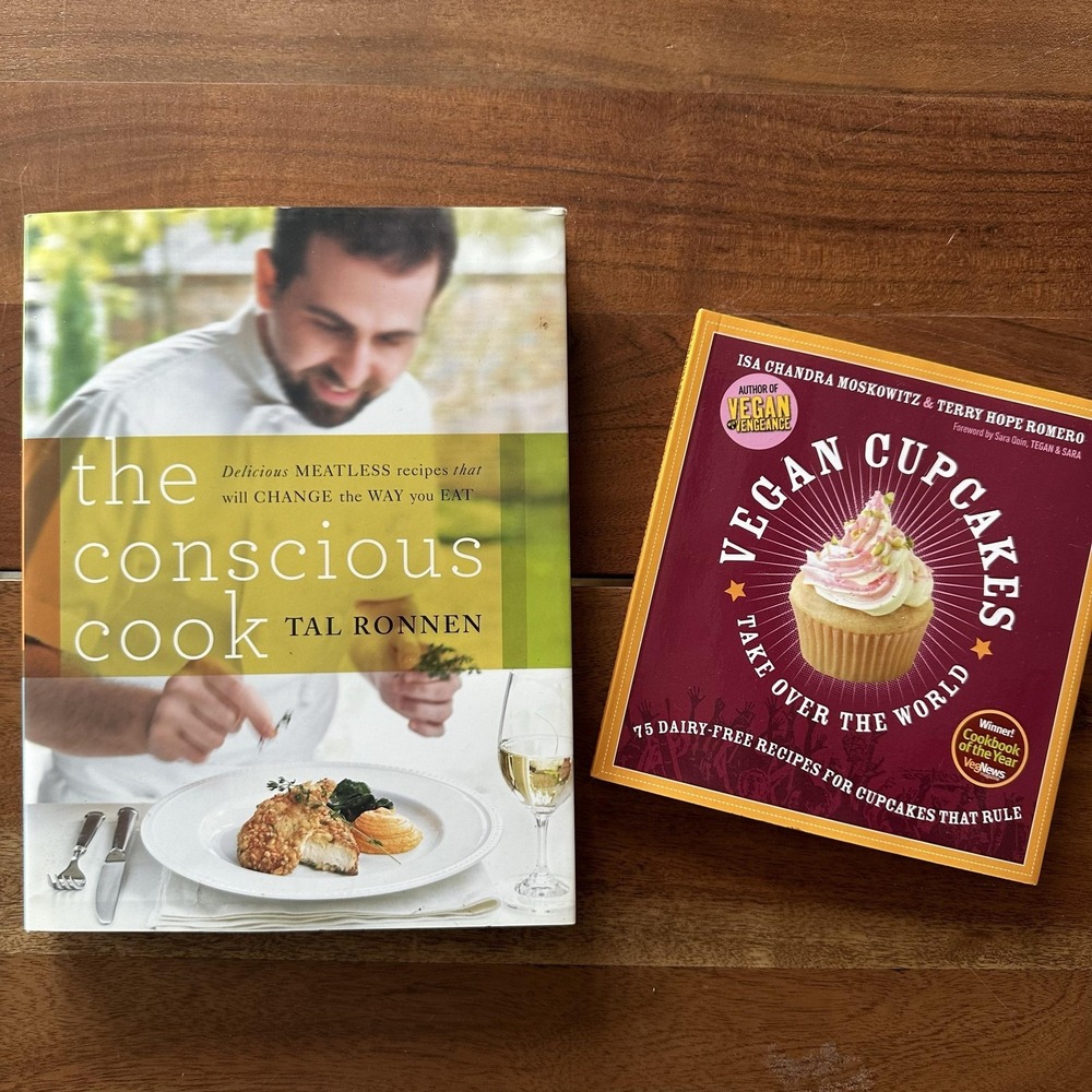 Vegan Cookbook Lot‎ 2 Dairy Free Cupcakes + Conscious Cook Vegan Plant Based